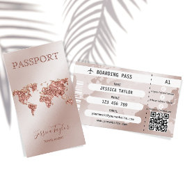 Cartão De Visita Mapa Mundial de Embarque do Passaporte Dourado ros