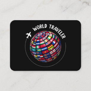 Cartão De Visita Mapa Mundial de Viajantes, Traveler do Mundo, País