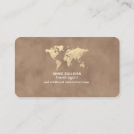 Cartão De Visita Mapa Mundial do Agente de Viagens Elegante Velho M