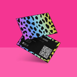 Cartão De Visita Maquiador Código QR colorido holográfico 