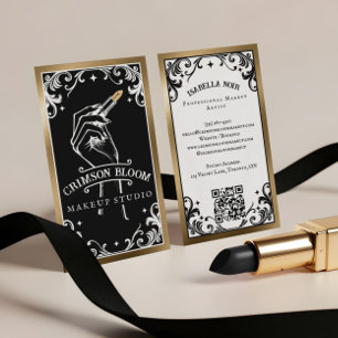 Cartão De Visita Maquiador de Beleza Vintage Batom de Luxo Preto