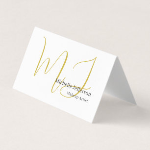 Cartão De Visita Maquiador Fashion Monograma Dourado Preto Branco