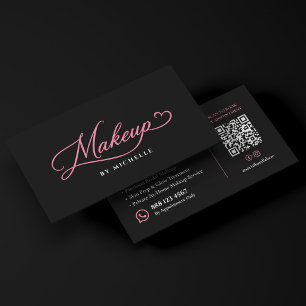 Cartão De Visita Maquiador Para Noivas Elegante Rosto Preto Rosa