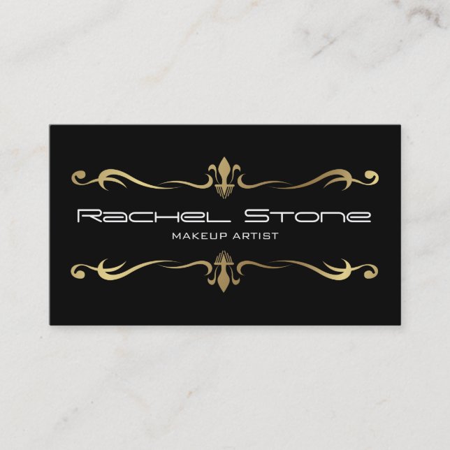 Cartão De Visita Maquiador Preto Profissional, Cosmetólogo (Frente)