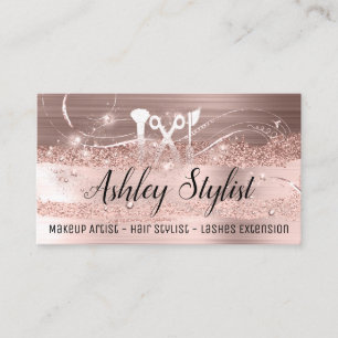 Cartão De Visita Maquiagem Artista Cabelo Lash Logotipo Eyelash Ros