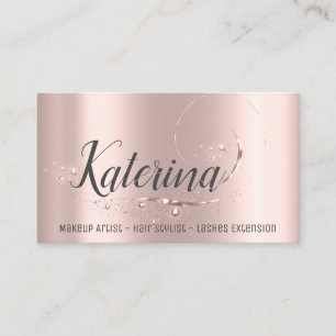 Cartão De Visita Maquiagem Artista Cabelo Salon Pisca Rosa Rosa Spa