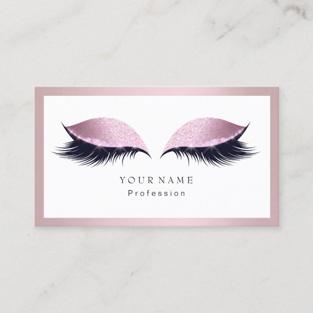 Cartão De Visita Maquiagem Artista Lashes Oculares Rosa (Frente)