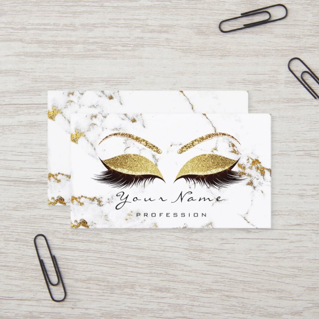 Cartão De Visita Maquiagem Artista Olhos Lashes Brilhantes Mármaco  (Frente/Verso In Situ)