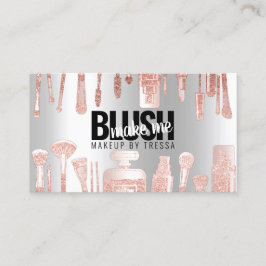 Cartão De Visita Maquiagem Artista Rosa Glitter + Gelo Metálico De 