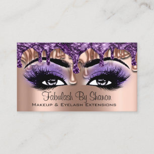 Cartão De Visita Maquiagem Artista Rosa Roxo Coloca Lashes Olhos