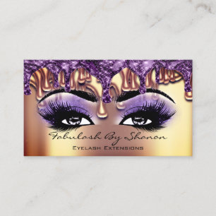 Cartão De Visita Maquiagem Artista Roxo Eyelash Dourados Roxo