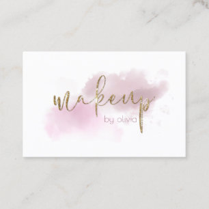 Cartão De Visita Maquiagem Beijo Rosa Poeira Aquarela