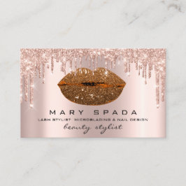 Cartão De Visita Maquiagem Cãibras Anuais Rosa Dobras Lábios Beijo 