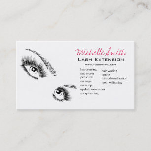 Cartão De Visita Maquiagem Chic de Eyelashes Preto e Branco Minimal