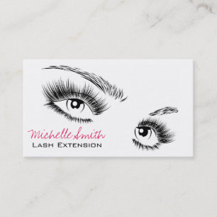 Cartão De Visita Maquiagem Chic de Eyelashes Preto e Branco Minimal
