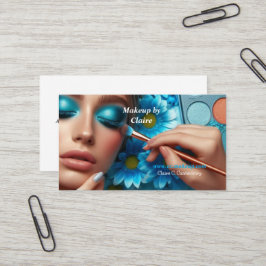 Cartão De Visita Maquiagem com Sombra Azul Glamourosa para Olhos