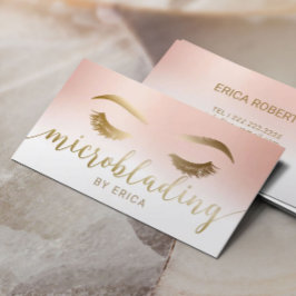 Cartão De Visita Maquiagem da Medula Órtica Rosa Pastel Dourado