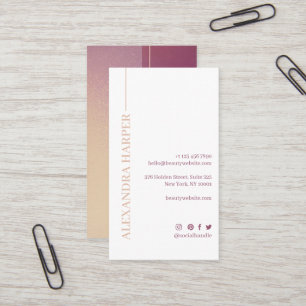 Cartão De Visita Maquiagem de Beleza Rosa e Glitter Violeta Elegant