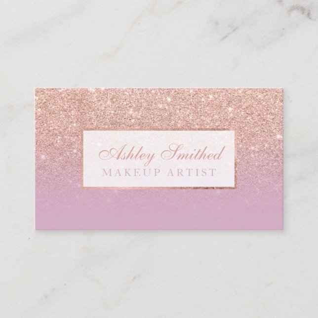Cartão De Visita Maquiagem de lavanda rosa com brilho rosa (Frente)