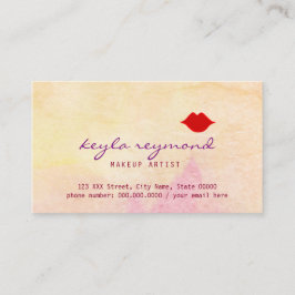 Cartão De Visita maquiagem de maquilhagem, bela aquarela com lábios