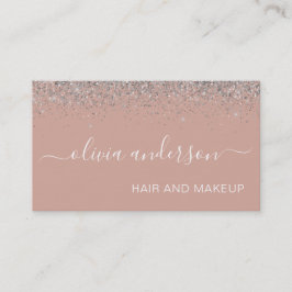 Cartão De Visita Maquiagem do cabelo brilhante prateado cor-de-rosa
