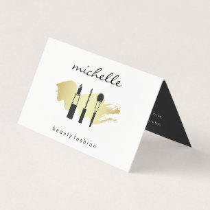 Cartão De Visita Maquiagem Dourada de Bela Moda