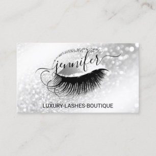 Cartão De Visita Maquiagem Eyelash Código QR Cinza do logotipo Sil