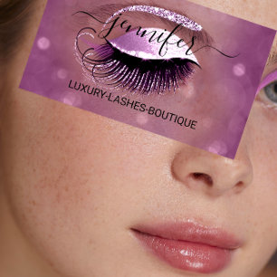 Cartão De Visita Maquiagem Eyelash Código QR Glitter Logotipo Berr