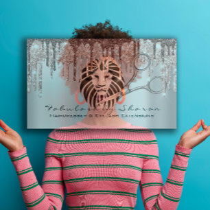 Cartão De Visita Maquiagem Eyelash Hairdresser Rosa Lion