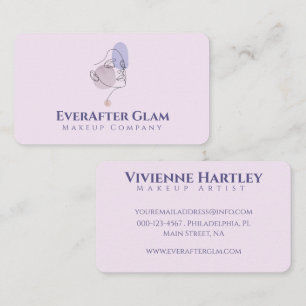 Cartão De Visita Maquiagem Feminina de Pastel Roxo Minimalista Mode
