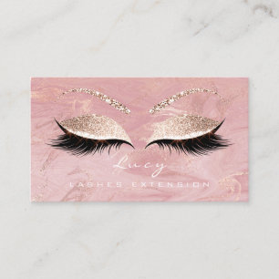Cartão De Visita Maquiagem Lash Branco Lash Glitter Rosa Mármore