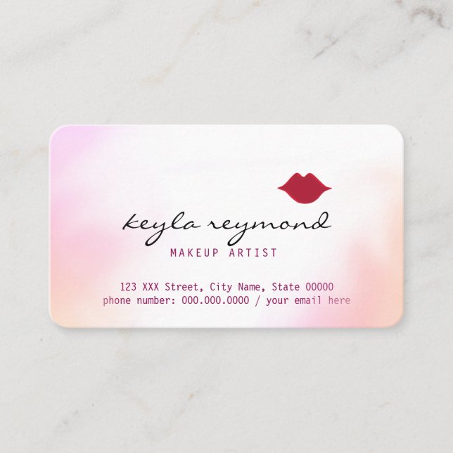 Cartão De Visita maquiagem maquiagem de maquilhagem + lábios vermel (Frente)