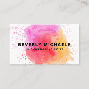 Cartão De Visita Maquiagem Moderna Cabelo do Artista Salon Watercol