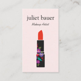 Cartão De Visita Maquiagem Rosa Artista Floral Lipstick Logo Beleza