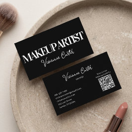 Cartão De Visita Maquiagem Script Preto Branco