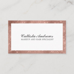 Cartão De Visita Maquiagem Simples de Glitter Dourada e Minimalista