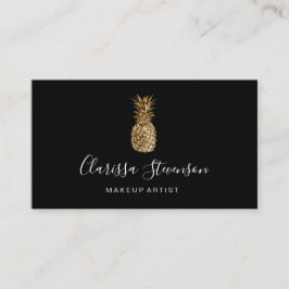 Cartão De Visita Maquilhador elegante à moda do abacaxi do ouro