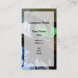 Cartão De Visita Máquina de Costura com Tecido Verde