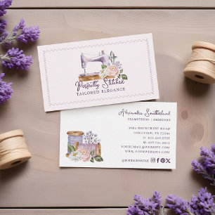 Cartão De Visita Máquina de Costura Floral Aquarela Vintage Costure