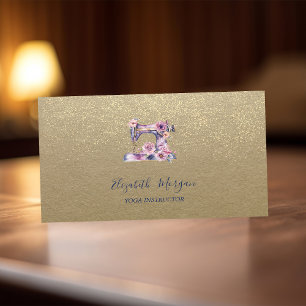 Cartão De Visita Máquina de Costura Rustic Kraft, Lótus, Confete Do