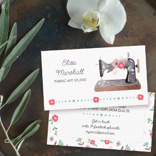 Cartão De Visita Máquina de Costura Vintage Boho Floral