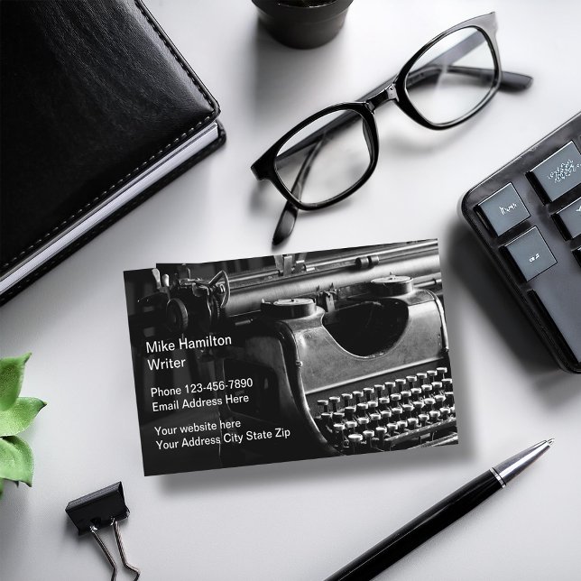 Cartão De Visita Máquina de Escritor de Tema Antigo do Tema Retroat (Criador carregado)