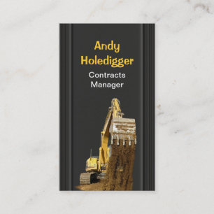 Cartão De Visita Máquina escavadora amarela que descarrega o solo