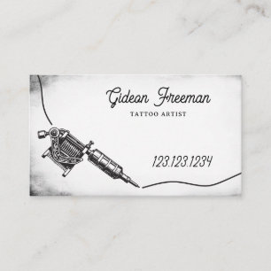 Cartão De Visita Máquina Gótica de Tatuagem Preta e Branca