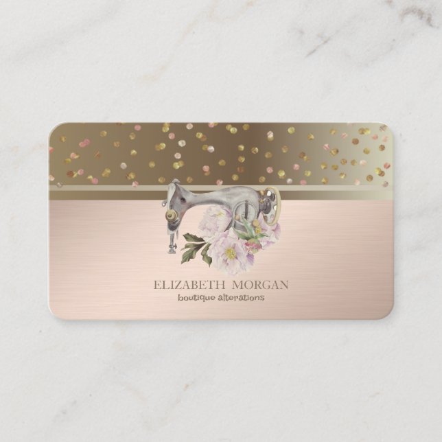 Cartão De Visita Máquinas De Serra Floral Confetti Para Pontos Prof (Frente)