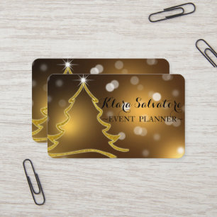 Cartão De Visita Maravilhosa e Adorável Árvore Dourada de Glitterin