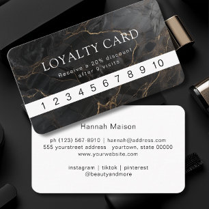 Cartão De Visita Marble, Black-Dourado, Lealdade Salon