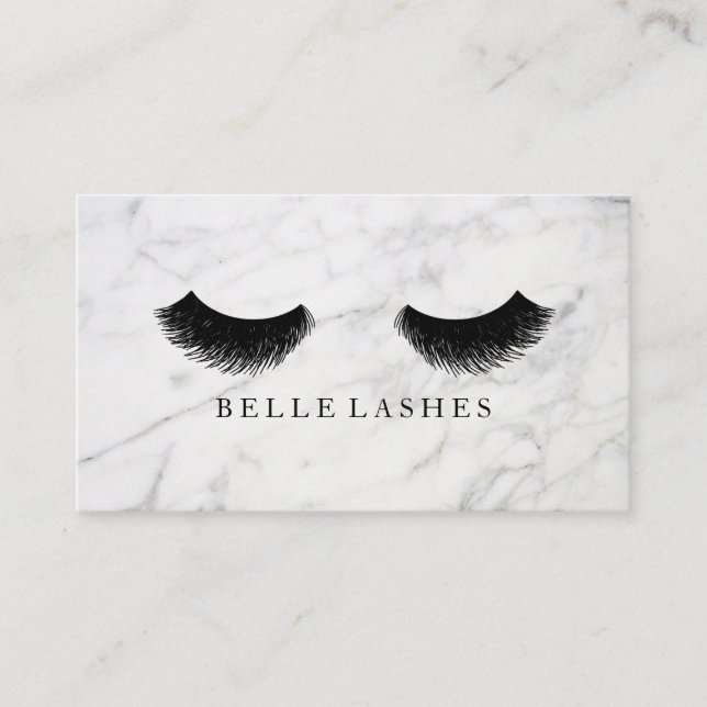 Cartão De Visita Marble Black Eyelash Beleza de Luxo (Frente)