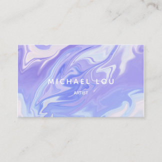 Cartão De Visita Marble Blue Lavander Luxury Iridescente