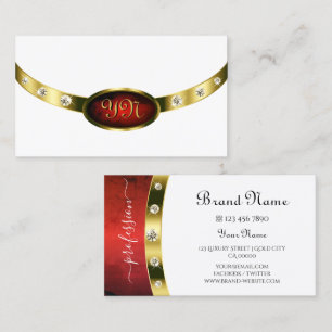 Cartão De Visita Marble branco nobre, Dourado, vermelho, com diaman